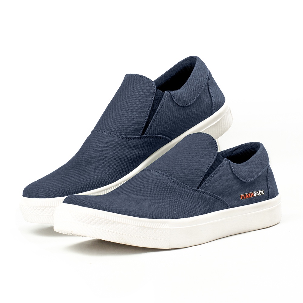 OWL NAVY |ManNeedMe x FLAZHBACK| Sepatu Sneakers Pria Casual Slip On Kanvas ORIGINAL