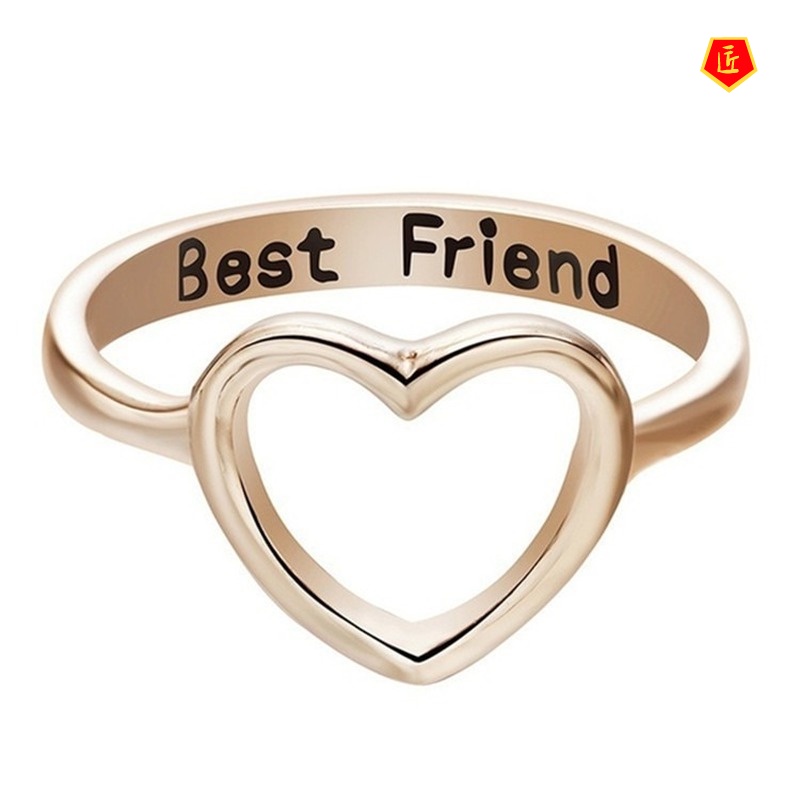 [Ready Stock]14K Gold Best Friends Hollow Heart Ring