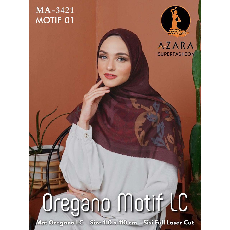 Hijab Segi Empat Azara Oregano Motif LC
