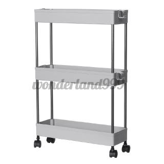 2 3 4 Tier Storage Rack Shelf Organizer Slim Space Saving Wheels Kitchen Bathroom Movable Shopee Indonesia