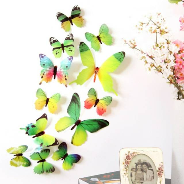 CC (DK07) Termurah 3D WALL STICKER BUTTERFLY / isi 12pcs stiker kupu kupu 3D kualitas import