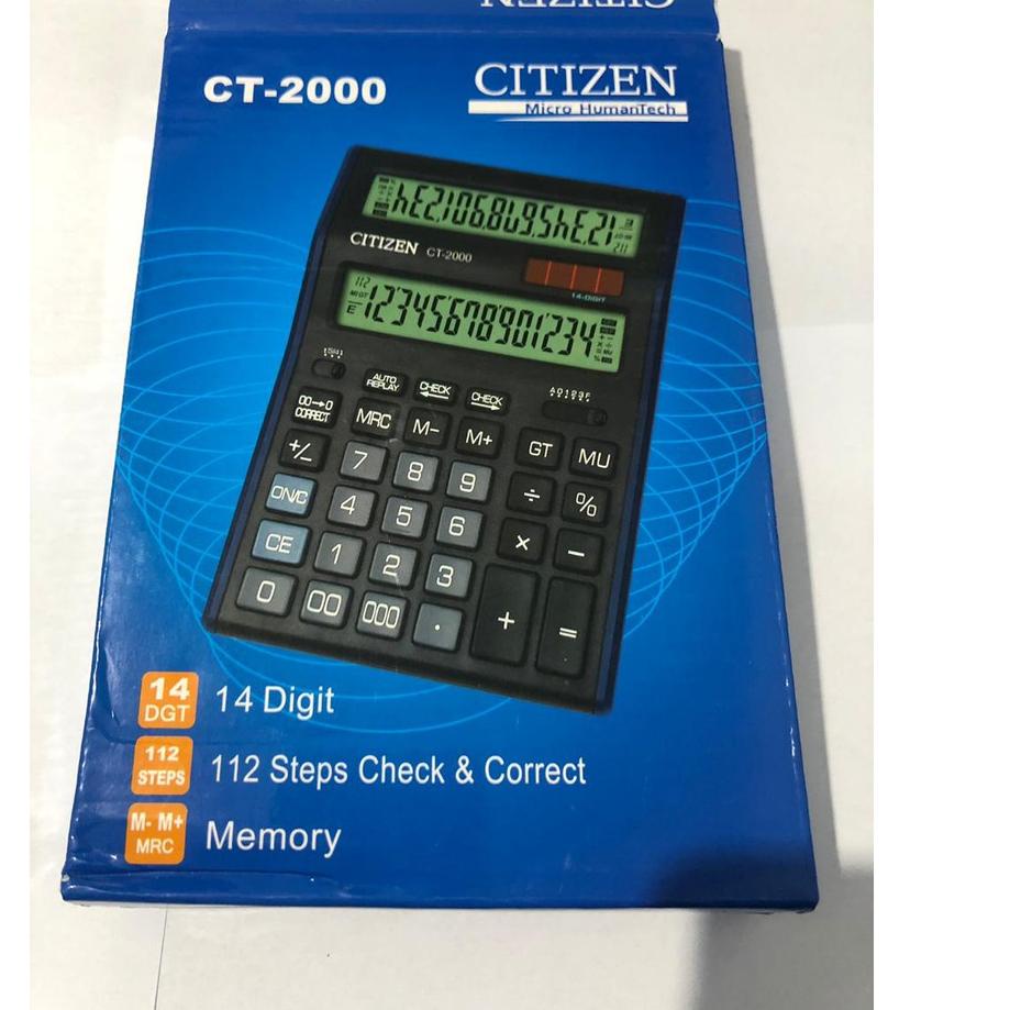 

Miliki - KALKULATOR CITIZEN CT 2000 - 14 DIGIT - KALKULATOR DENGAN TAMPILAN 2 LAYAR - HIGHT QUALITY ,,