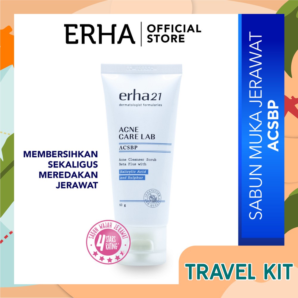 Erha Acne Cleanser Scrub Beta Plus (ACSBP) 60g Sabun Wajah Muka Kulit