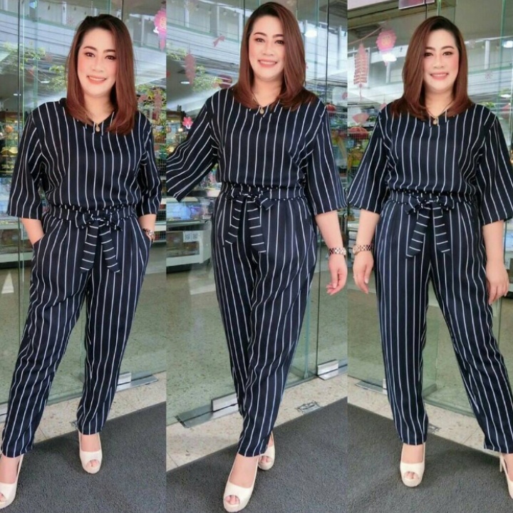 *[GLFK] Jumpsuit Sella / Jumpsuit Jumbo Salur / Bigsize Stripe Jumpsuit / Jumpsuit Jumbo / Pakaian Jumpsuit Wanita