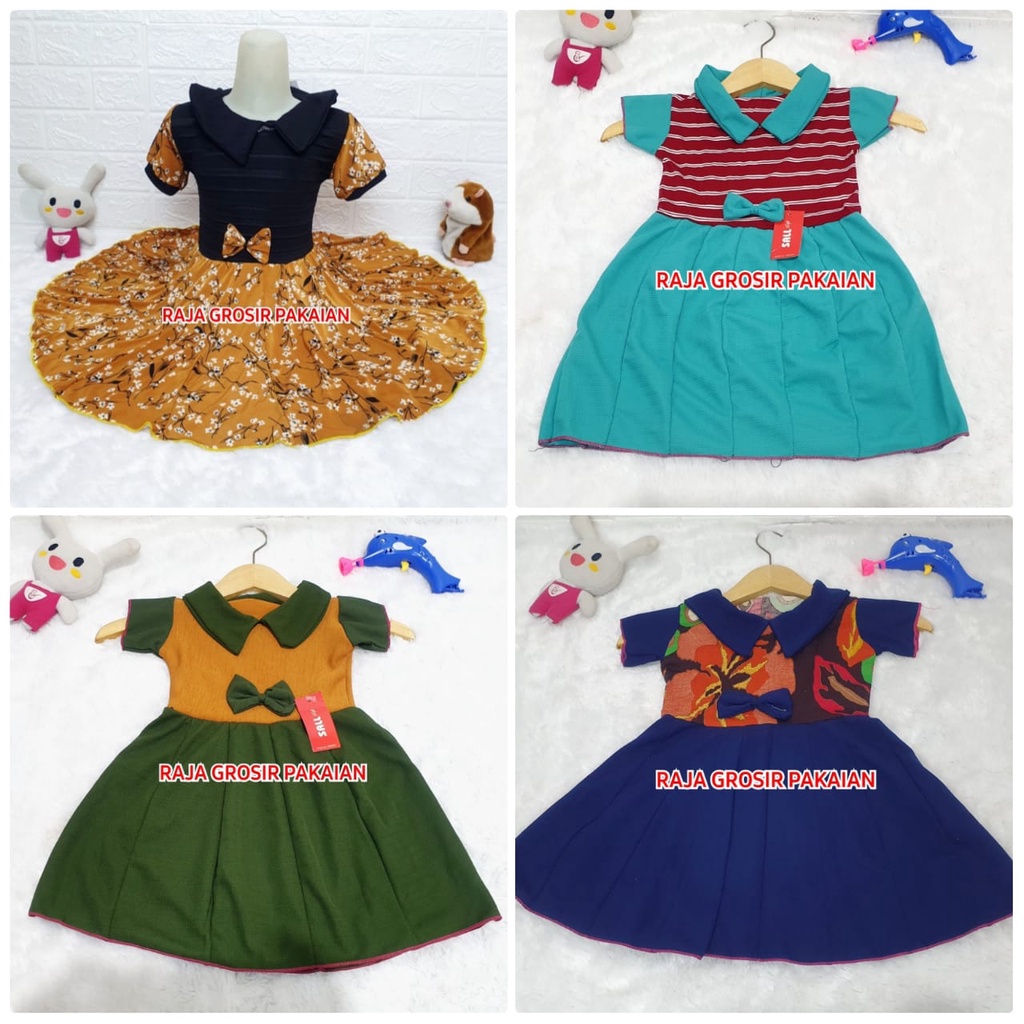 Baju Dress Kerah Anak Usia 1-7 Tahun / Dress Anak Murah Meriah Tangan Pertama