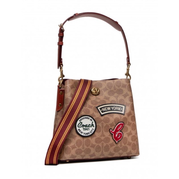 Coach Willow Bucket Bag In Signature Canvas With Patches(C6868)