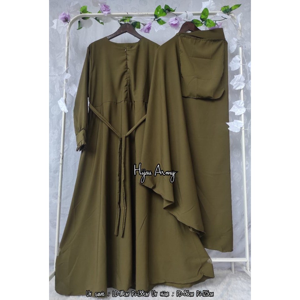 GAMIS SET HIJAB SYAR&quot;I PLUS CADAR POLOS