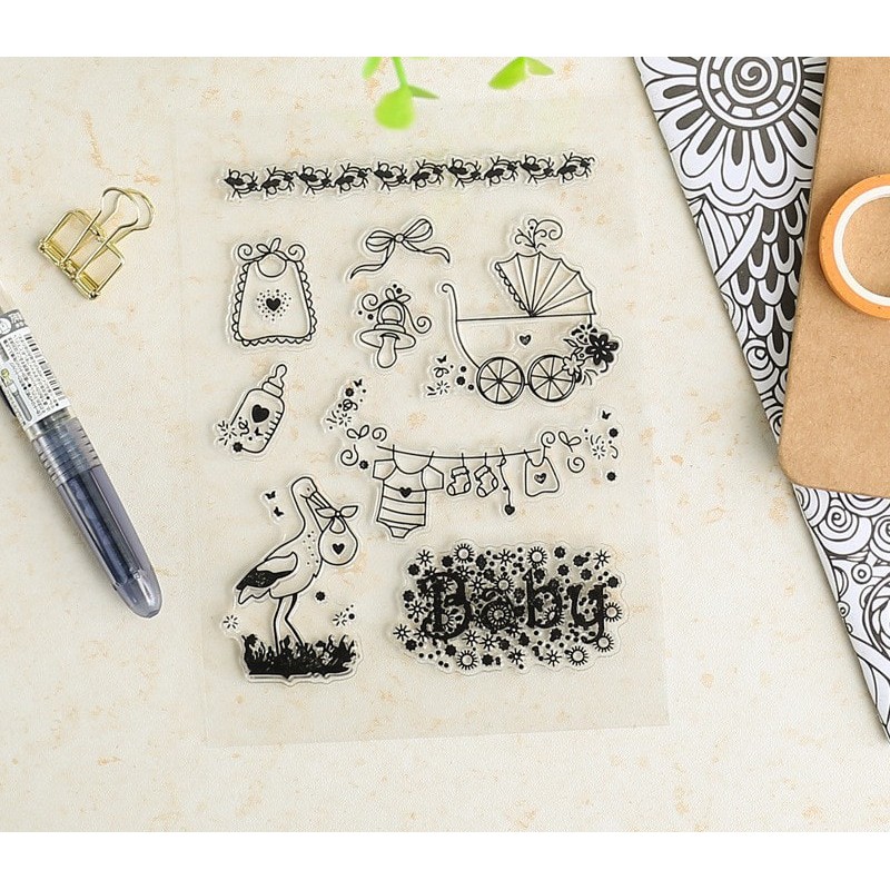 Clear Stamp (Stempel Transparan/Bening) - Baby Shower Design