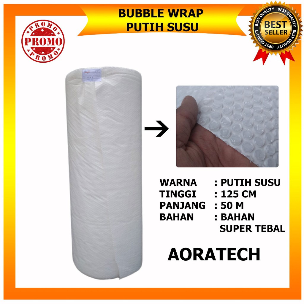Promo Bubble Wrap TMS Putih SUSU Bahan TEBAL A+ 125cm x 50M BANDUNG