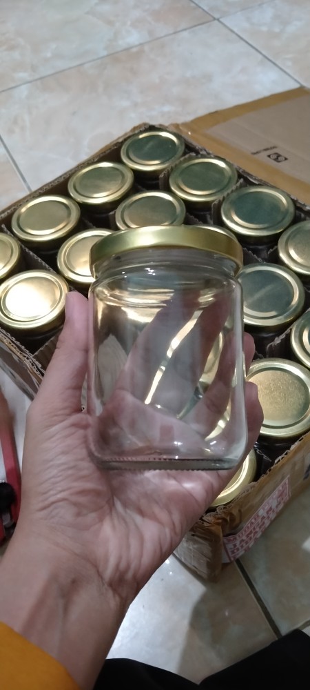 [minim 20pcs] Toples Kaca 250ml Jar Kedap Udara Tutup Emas