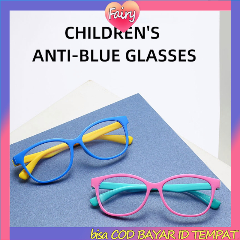 Kacamata Hitam Anak UV400 Kacamata Hitam Unisex Frame Anti Radiasi Anti Biru Fashion Komputer  Flexible Frame F