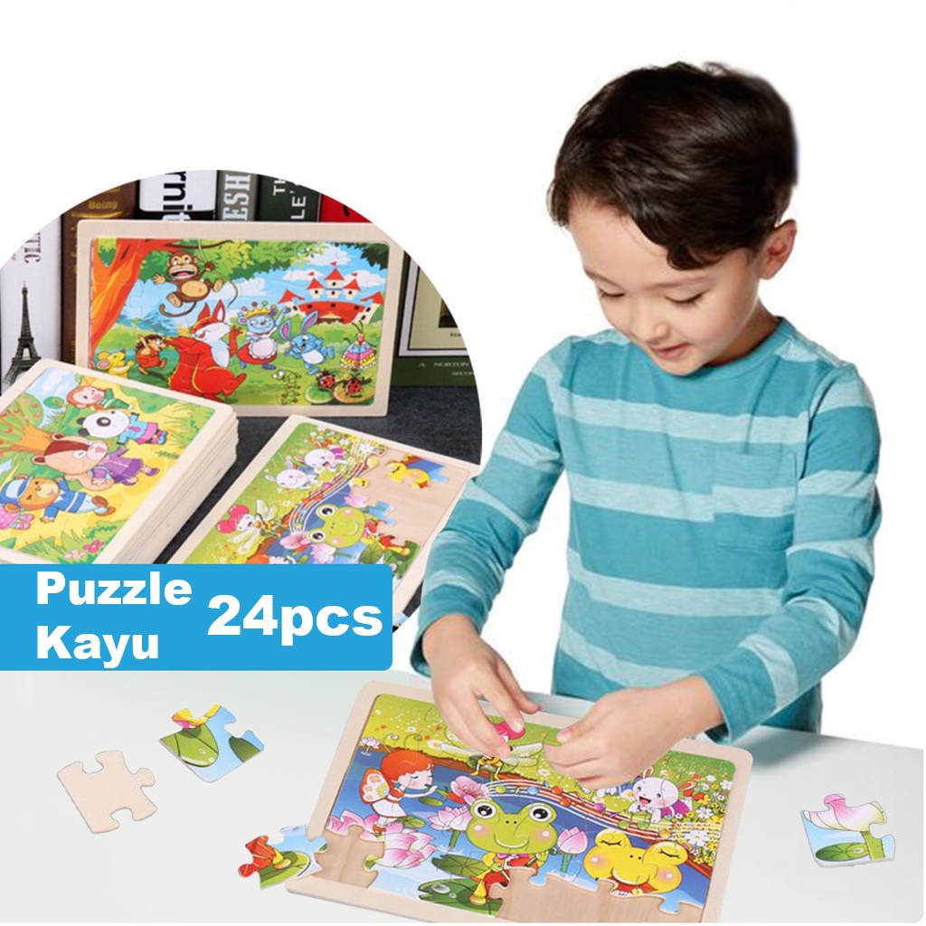 INFY - T004 Mainan Edukatif / Jigsaw Puzzle / Puzzle Kayu Gambar Kecil 24 Keping Lucu