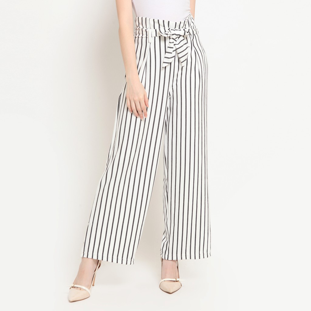 white and grey striped pants