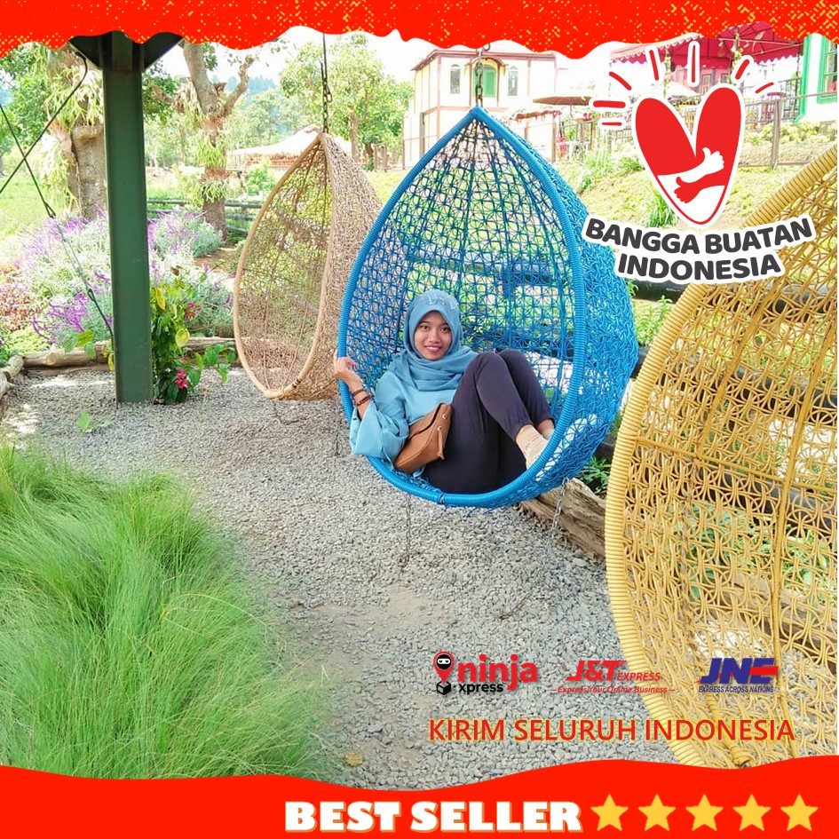 Kerombong Ayunan Goyang Pear Anyaman Rotan Sintetis Anak Dewasa Malas Santai Tidur Tiduran Berjemur 