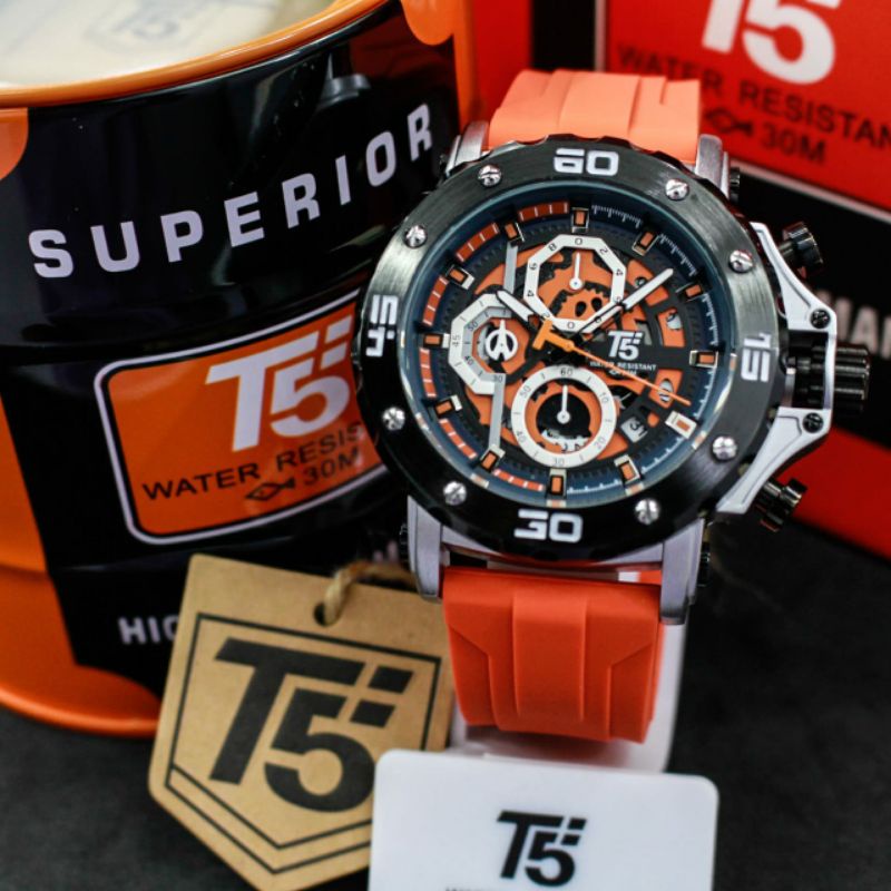 T5 H 3914 G T5 H3914 Jam Tangan Pria T5 H 3914G Original Chronograph Aktif Stopwatch Rubber Strap Water Resist Include box