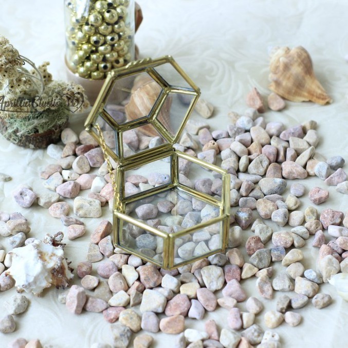 Kotak Perhiasan | Ringbox Terarium Mini Diamond S6 Uk 8x9x6 cm