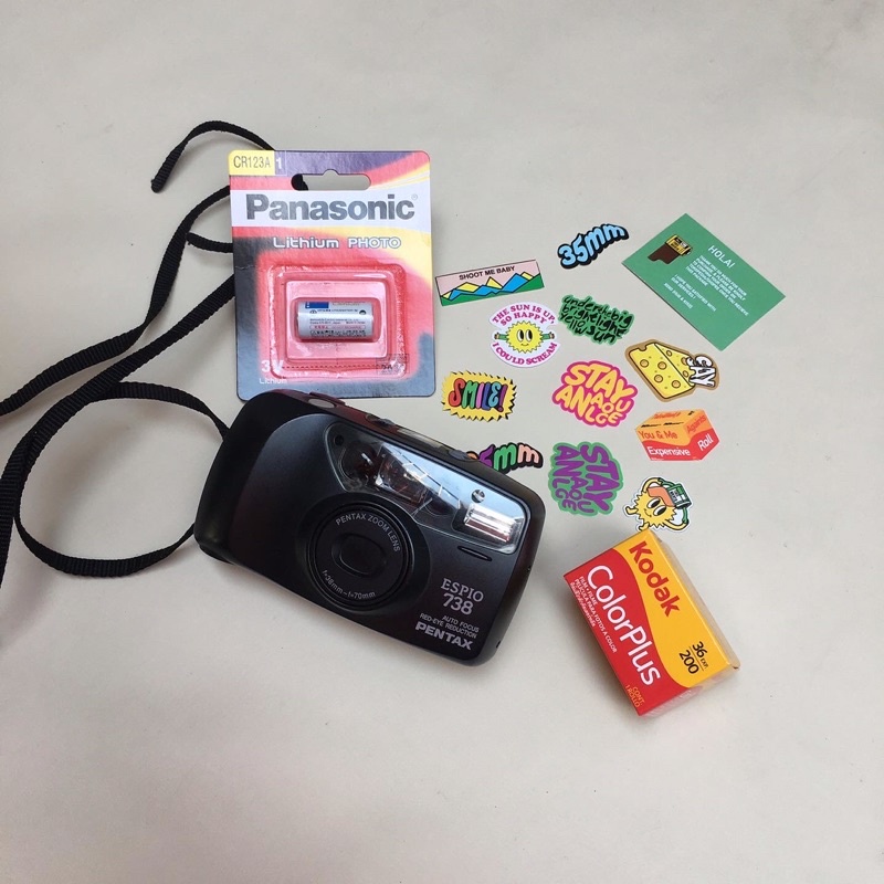 kamera analog 35mm PENTAX ESPIO 738 bonus kodak colorplus 200 + baterai + stiker