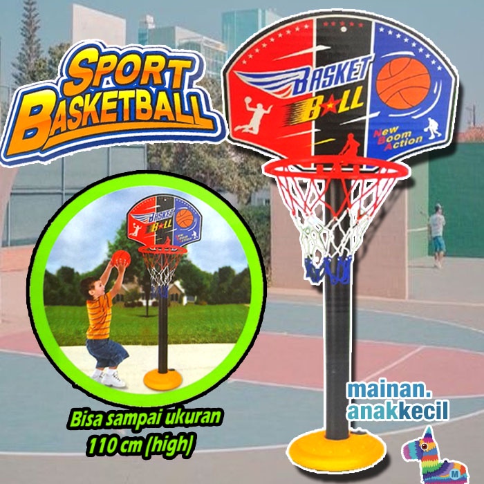 MAINAN ANAK OLAHRAGA RING BASKET DAN BOLA BASKET SPORT BASKETBALL TIANG BASKET