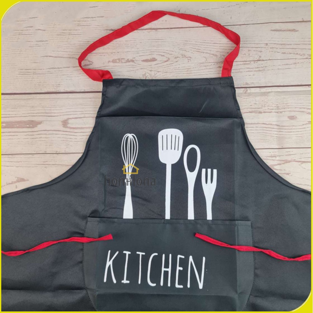 Celemek Apron Dapur Pria Wanit Model Kantung - Aihogard JJ4115 - Black