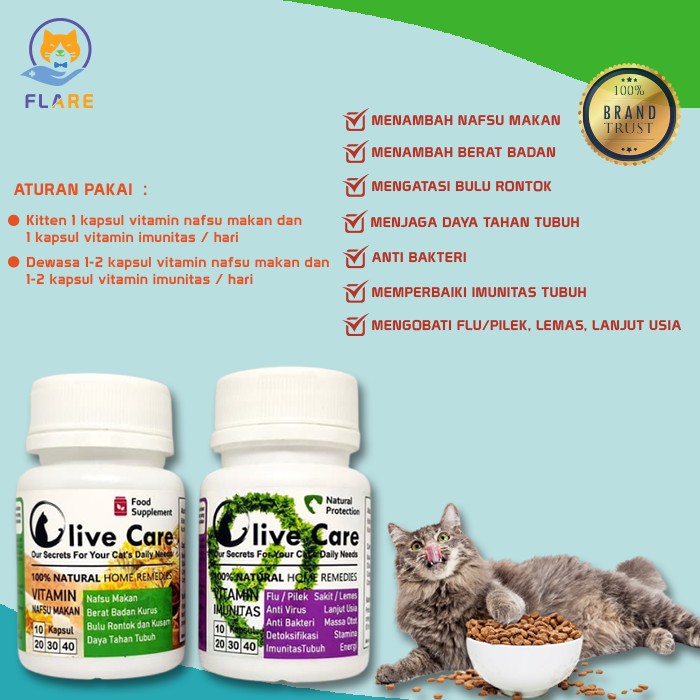 Paket vitamin kucing olivecare ANTI SAKIT vitamin kucing Flu -Nafsu Makan -Lemes vitamin hewan