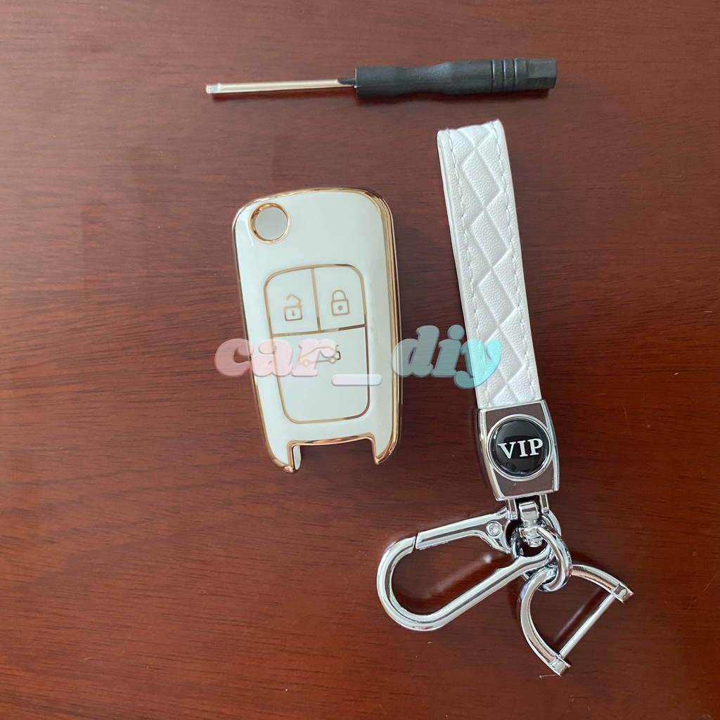 Casing Kunci Remote Mobil Bahan TPU Dengan Gantungan Kunci Kulit Untuk Chevrolet Cruze Aveo Captiva Buick Opel Astra Corsa