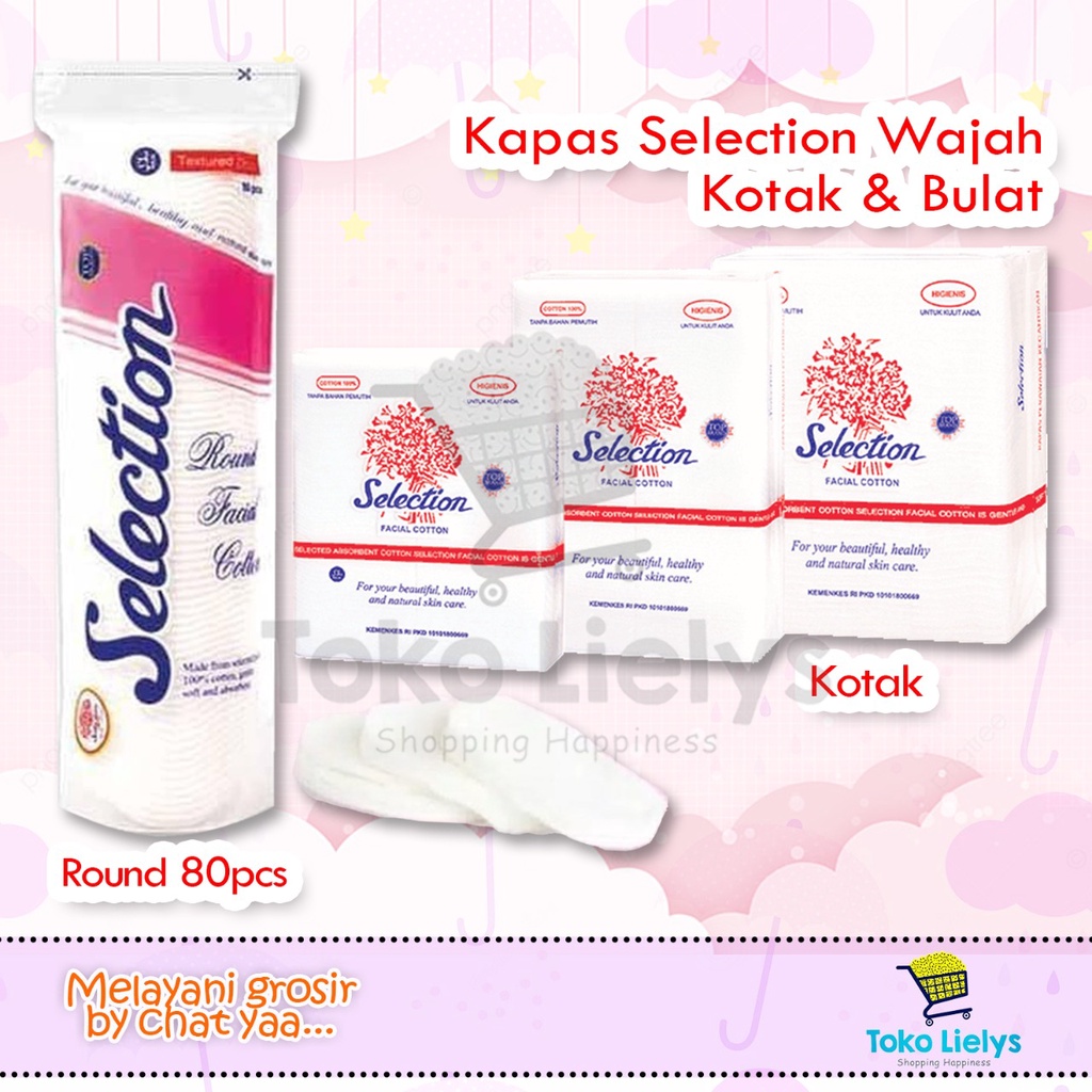 Kapas Selection Wajah 75 gr 50 gr Bulat Round Cotton Kapas Bulat 80 pcs