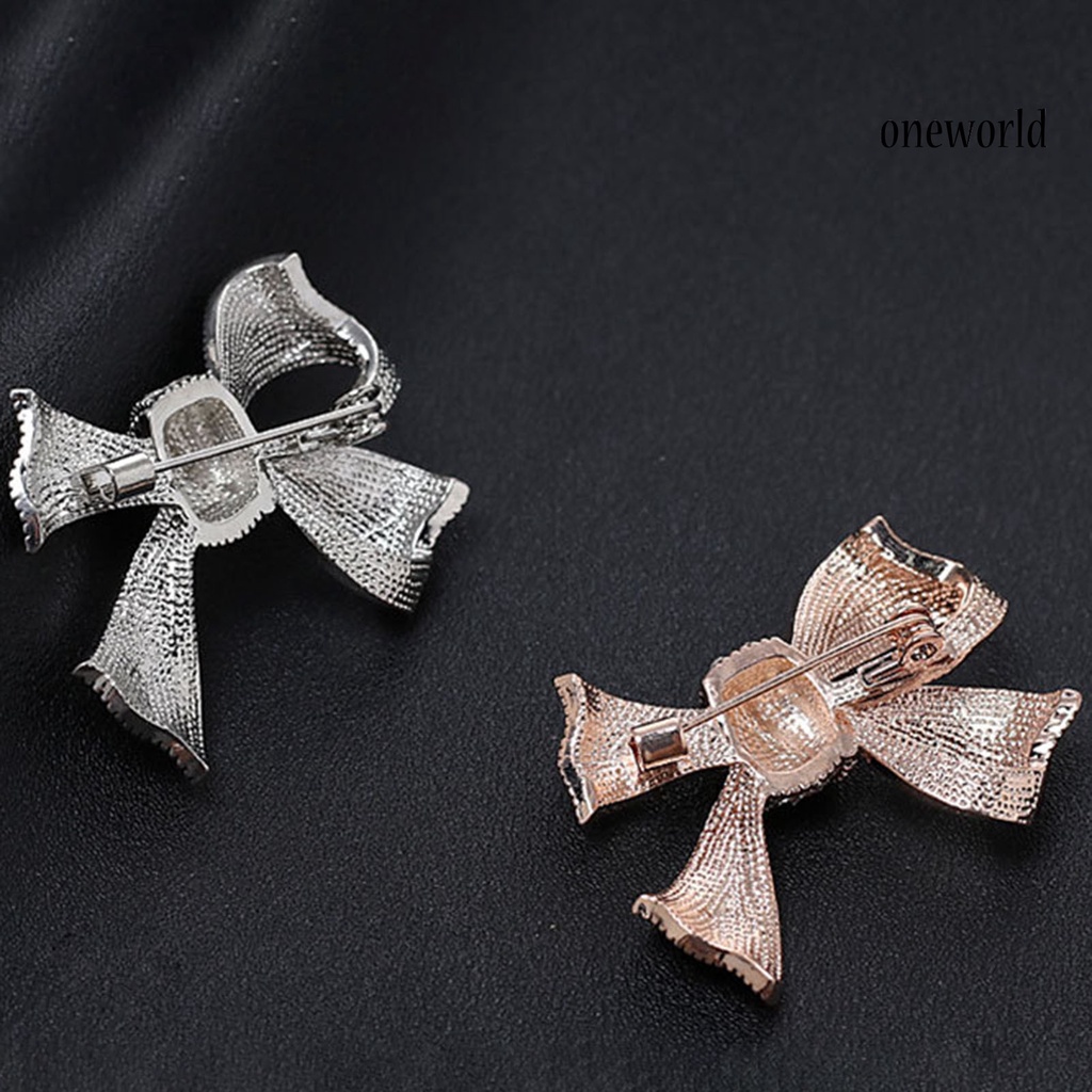 OW@ Brooch Bow-knot Elegant Temperament Shine Universal Stylish Brooch Pin for Banquet