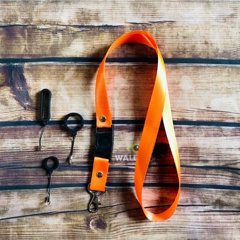 

Lanyard polos orange Gantungan ID card free karet o ring real pick