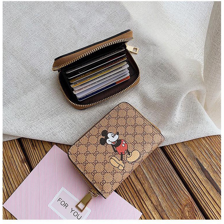 BJ14062 - BROWN/WHITE - DOMPET KARTU MICKEY SMALL/BIG IMPORT TAS WANITA FASHION IMPORT MODIS ELEGAN TERMURAH TERLARIS TERBARU BAGSTORE JAKARTA TAS BATAM ELJ4062 CR7267 BQ2860