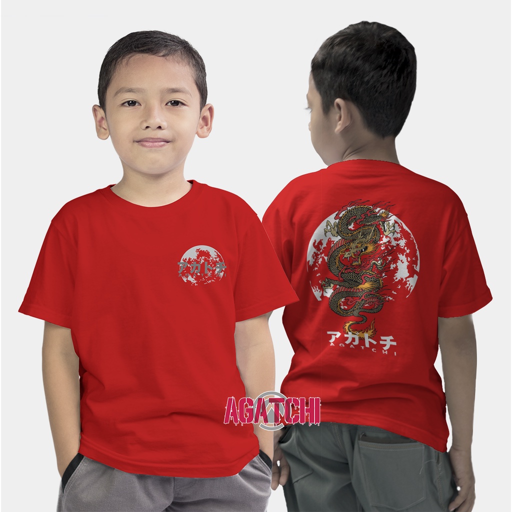 Baju Kaos Atasan Anak Laki-Laki Agatchi Motif Naga Dragon Moon