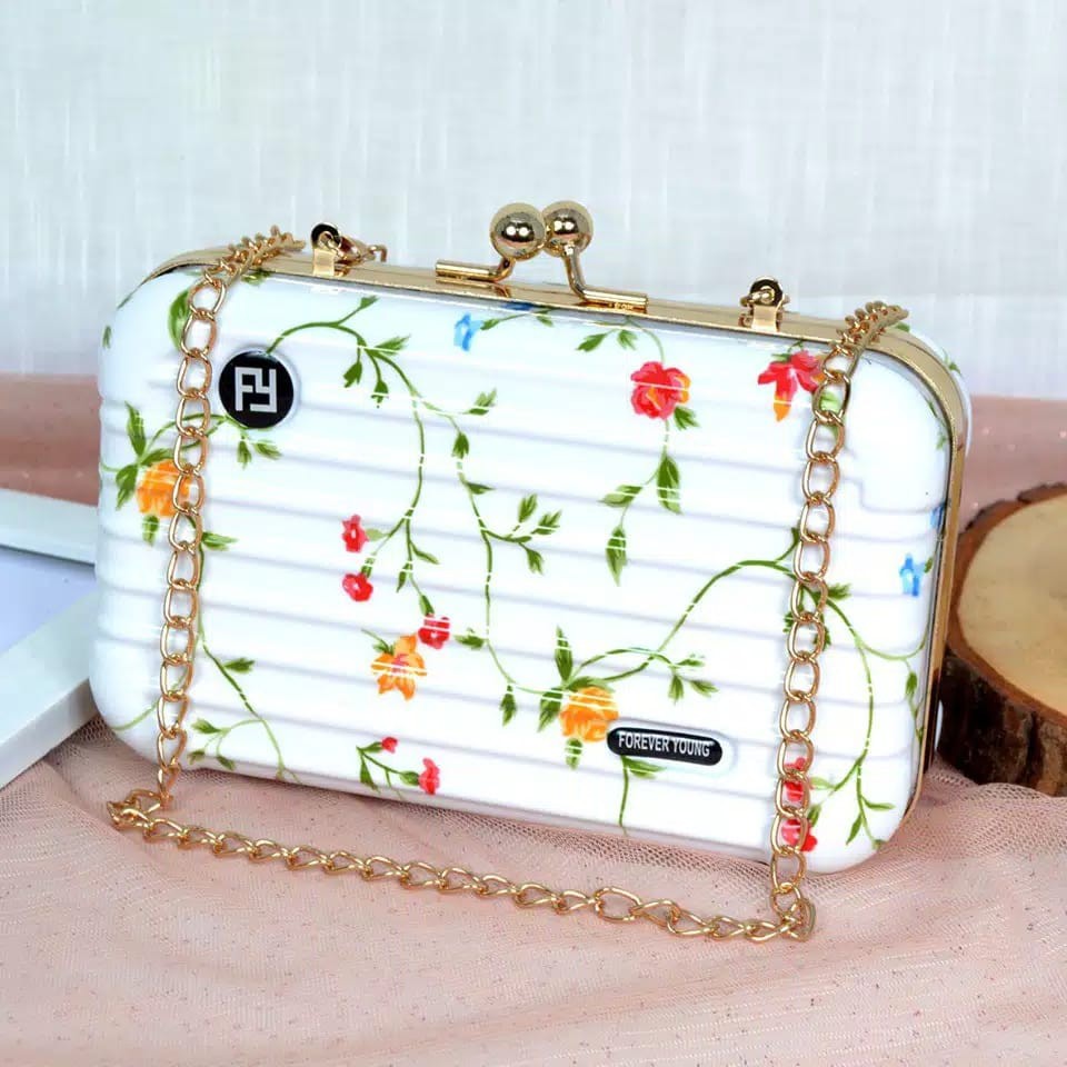 Tas Mini Koper FY Behel  Motif Flower Wanita Import 9135