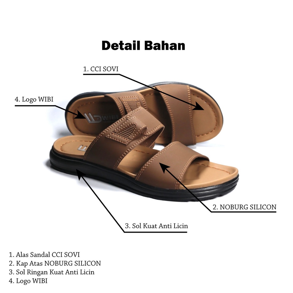 AFLAH X WIBI Sandal Kulit Pria Slide Ban 2 Coklat Tua Casual Original S21