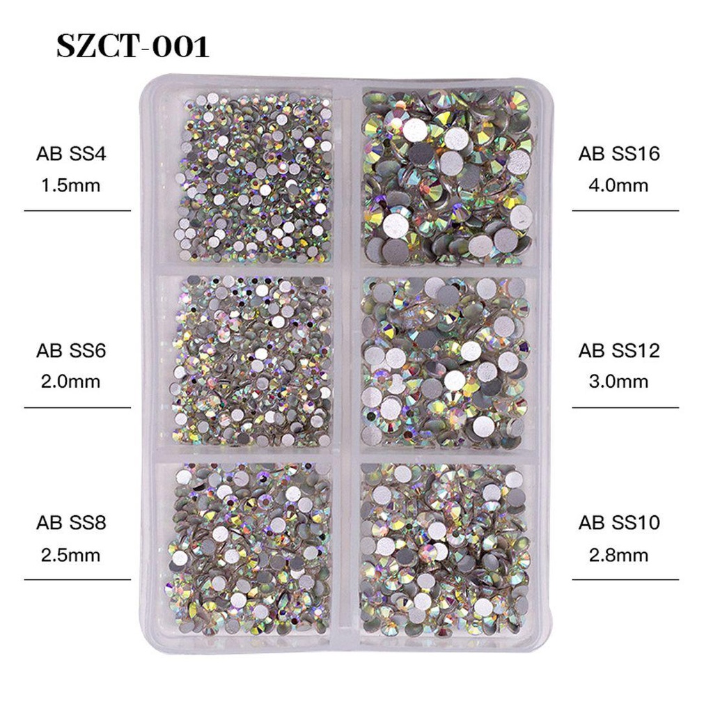 AUGUSTINA Agustina Nail Art Rhinestones Warna-Warni Aksesoris Fashion Permata Batu Persegi Panjang AB Kristal Manicure Charms