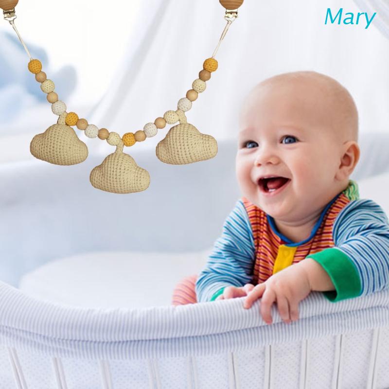 Mary Mainan Rattle Teether Bentuk Awan Rajut Untuk Stroller Bayi