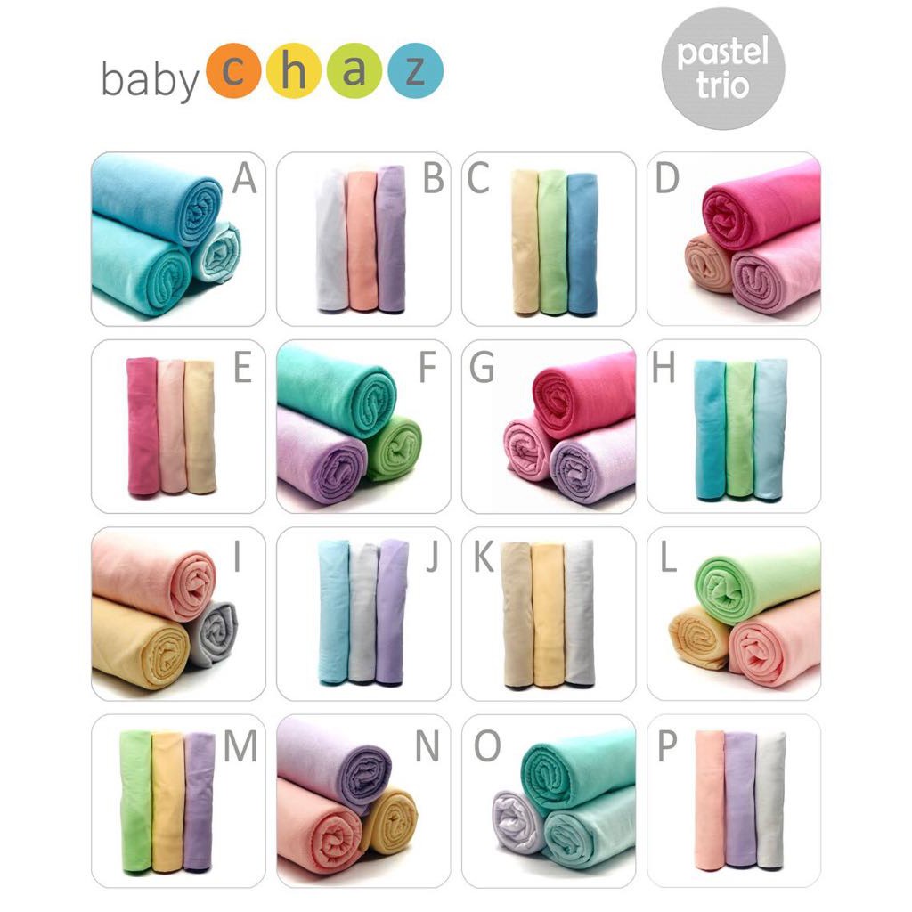 Baby Chaz Bedong Bayi Warna Pastel Trio Isi 3pcs