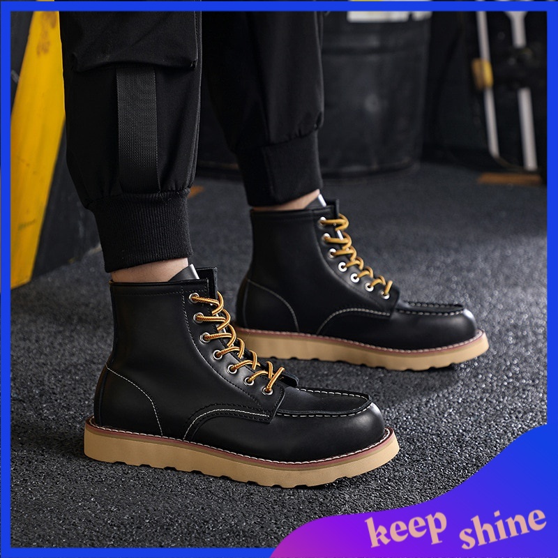 Sepatu Boots Pria Kulit Import Vintage Men Boots  Genuine Leather Boots Wing Men Handmade Work Trave