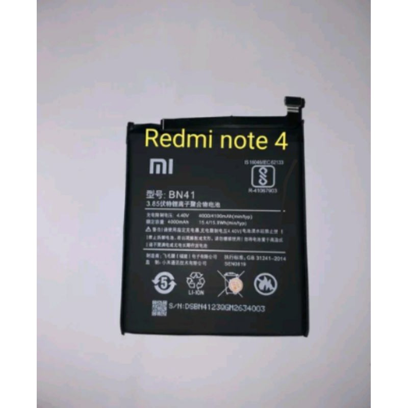 BATERAI XIAOMI REDMI NOTE 4 BN41 BN-41 ORI