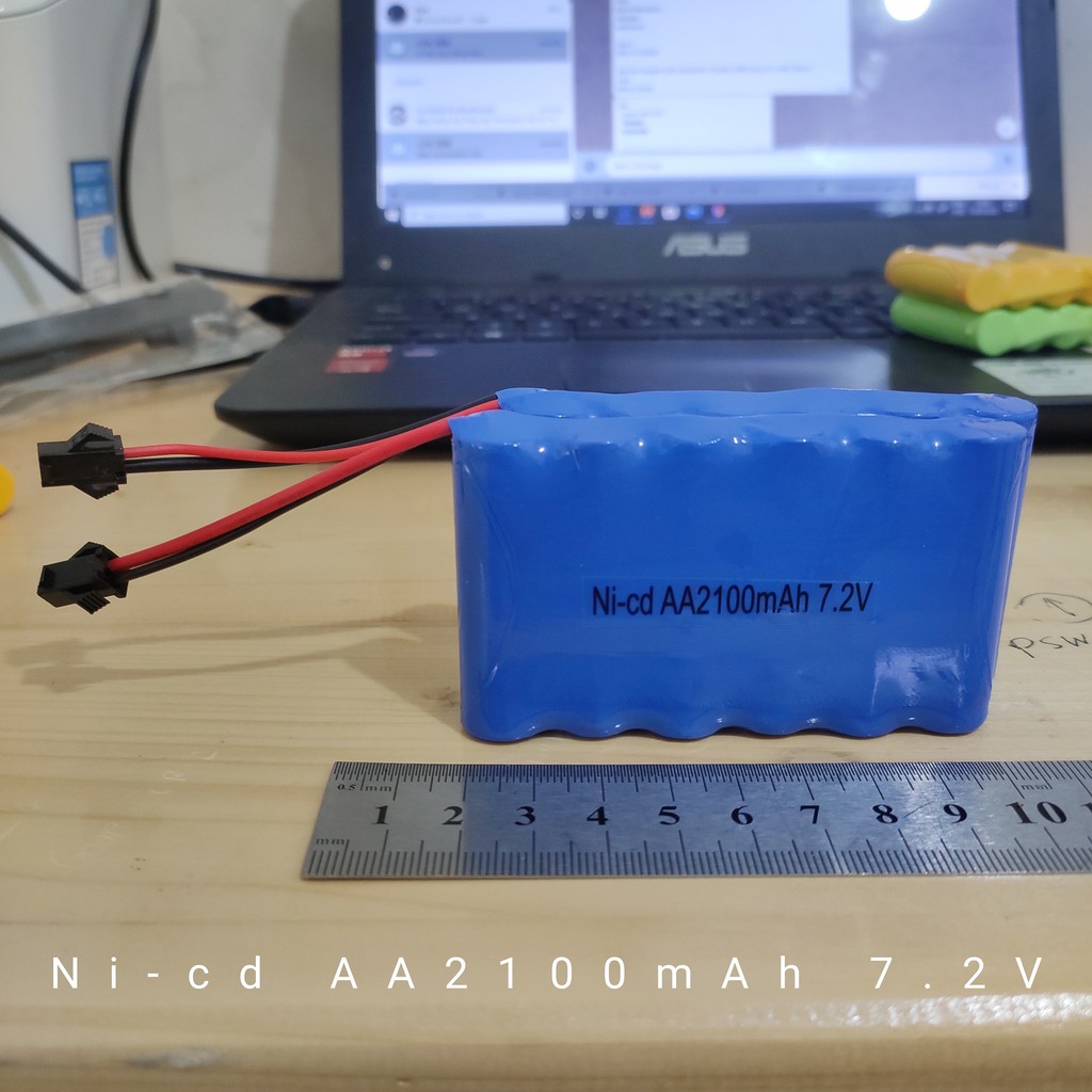 Baterai NiCd RC AA 2100mAh 7.2V Socket Hitam isi 6.