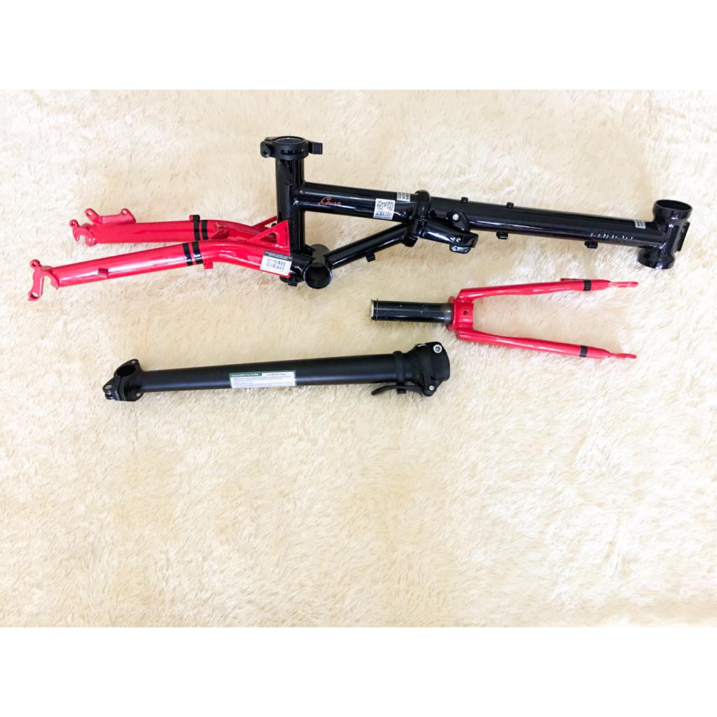 Frame &amp; HP Fnhon Gust Wayang Batman Discbrake Merah Hitam Disc brake Db 16 inch Handlepost Limited