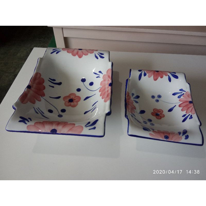 satu lusin piring perahu tempat buah piring buah Besar keramik biru impor China