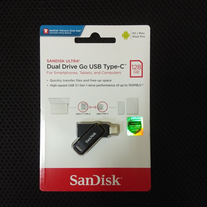 SanDisk Flashdisk OTG Dual Drive Go USB Type-C 128GB 150Mb/s SDDDC3