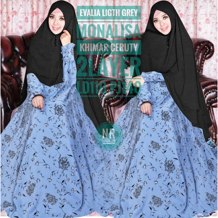 SET SYARI GAMIS EVALIA LIGHT GREY