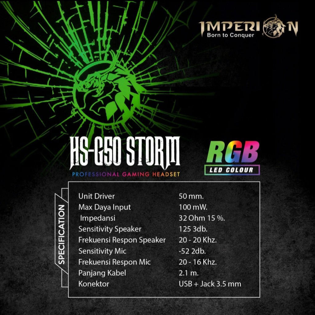 PROMO Headset Gaming Imperion HS-G50 Storm RGB