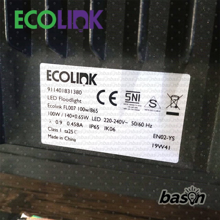 ECOLINK FL007 100W - Lampu Sorot LED Floodlight - IP65 Outdoor