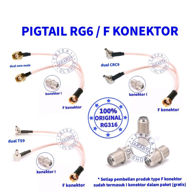 PIGTAIL RG6 konektor F RG316