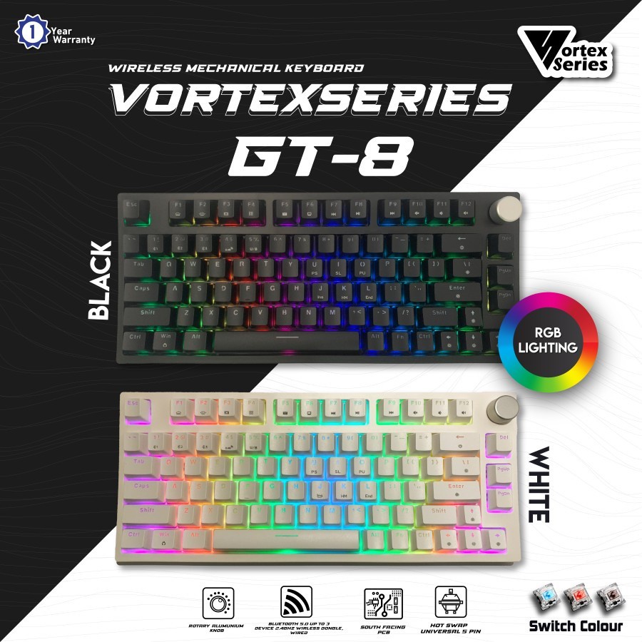 Vortex Series GT8 GT-8 Wireless RGB Mechanical Gaming Keyboard