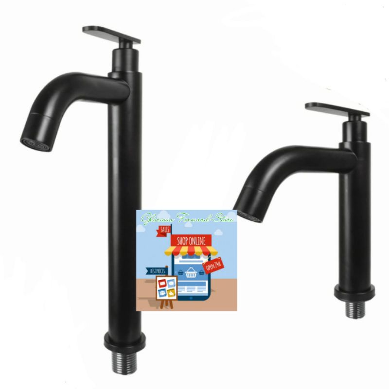 KRAN AIR WASTAFEL TINGGI HITAM BLACK STAINLESS STEEL SUS 304