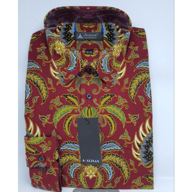 Kemeja Alisan Batik Reguler Non Slimfit size 16 Tangan Panjang