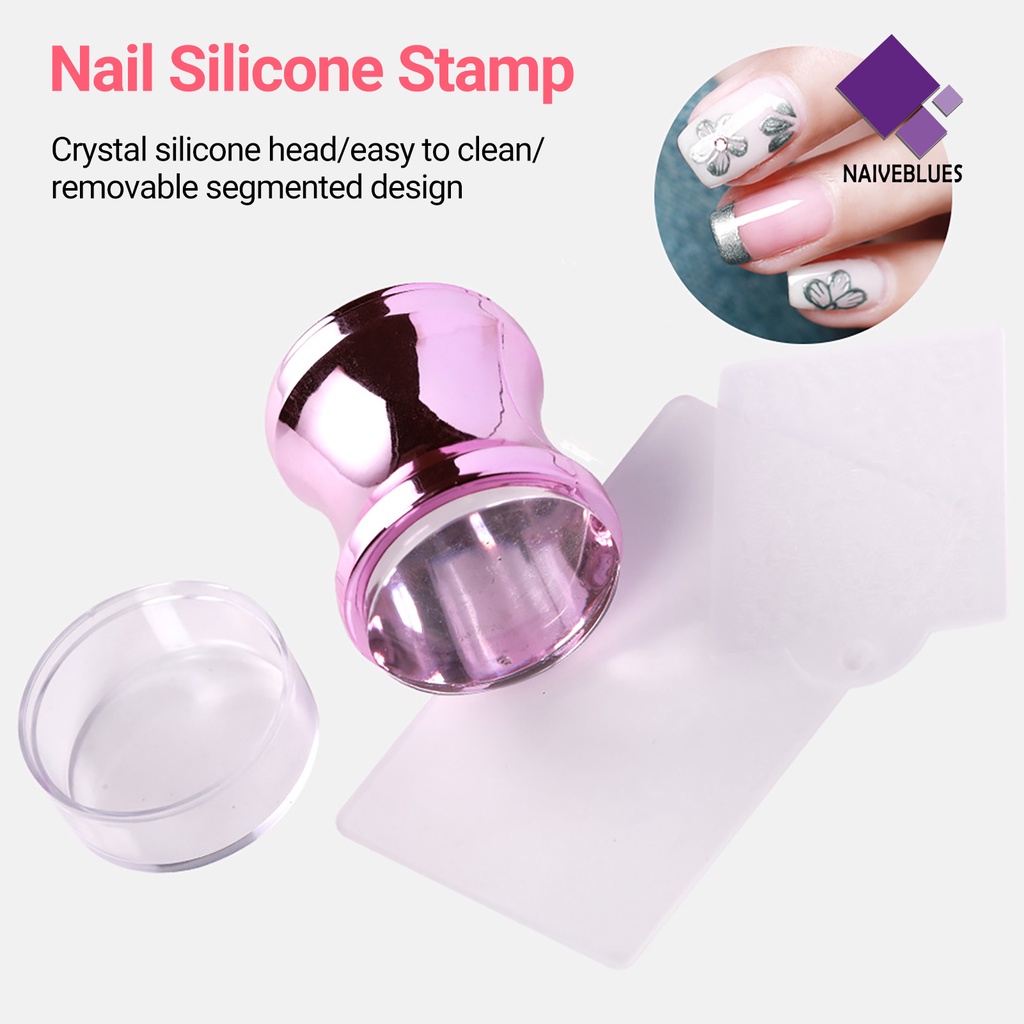 Naiveblue &gt; Stamper / Cap Kuku Wanita Multifungsi Tekstur Bening Ringan Untuk Nail Art / Manicure