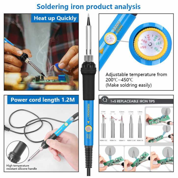 Set Alat Solder / HandsKit Soldering Iron Tool Kit 110V 60W (12 in 1) / Peralatan Solder